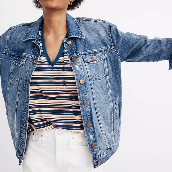 Madewell Jackets & Blazers - Madewell Oversized Jean Jacket in Wortham Wash  Medium